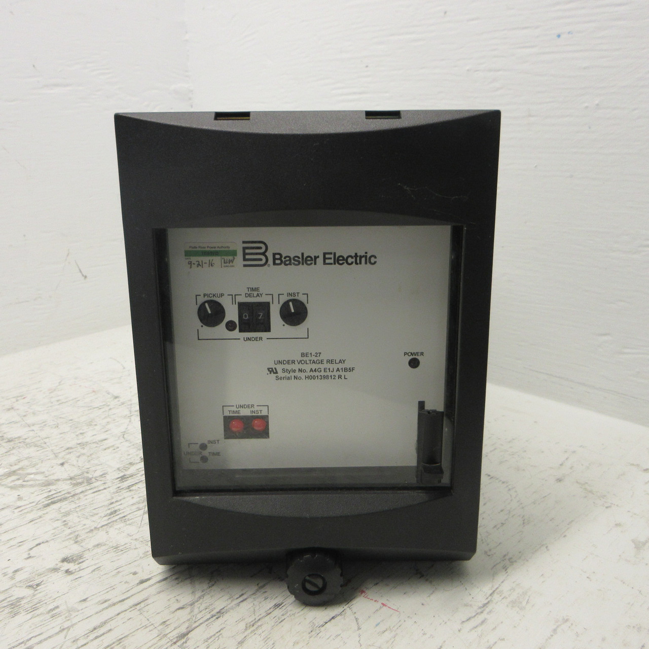 Basler Electric BE1-27 Under Voltage Relay Style No. A4G E1J A1B5F